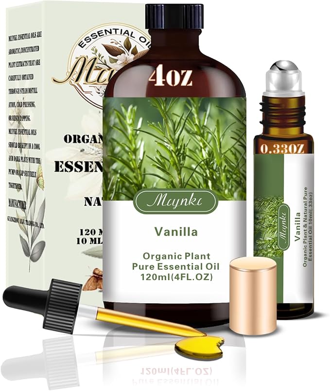 Vanilla Essential Oil, Vanilla Oil for Diffuser, Humidifier, DIY Candle, Soap, Sweet Warm Scent, Massage, Gift Ready,Vanilla Fragrance Oil - MLYNKL Essential Oils (4.33 fl oz / 130ml)