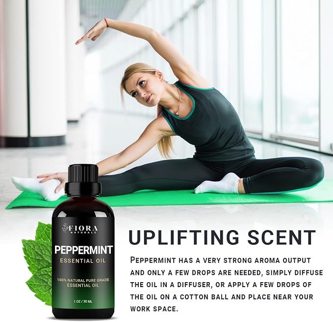 Peppermint Oil by Fiora Naturals – 100% Pure Peppermint Essential Oil, Mentha Piperita Mint Oil for Aromatherapy Diffuser, Skin, Hair, Scalp, DIY Soap & Candle Making, Aceite de Menta