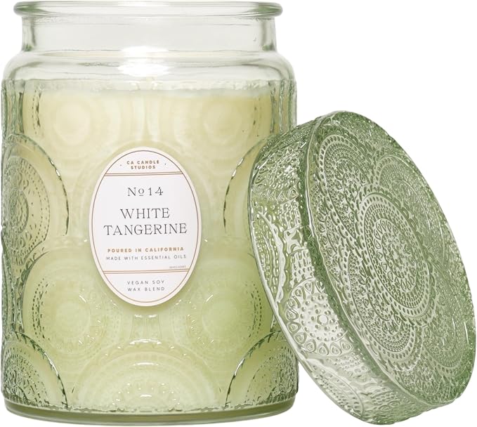 LEOBEN CO – White Tangerine Scented Candle – 18oz, Heirloom Collection – 80 hr Burn Time – Poured in California Using Vegan Soy Wax and Essential Oils – Made in Small Batches