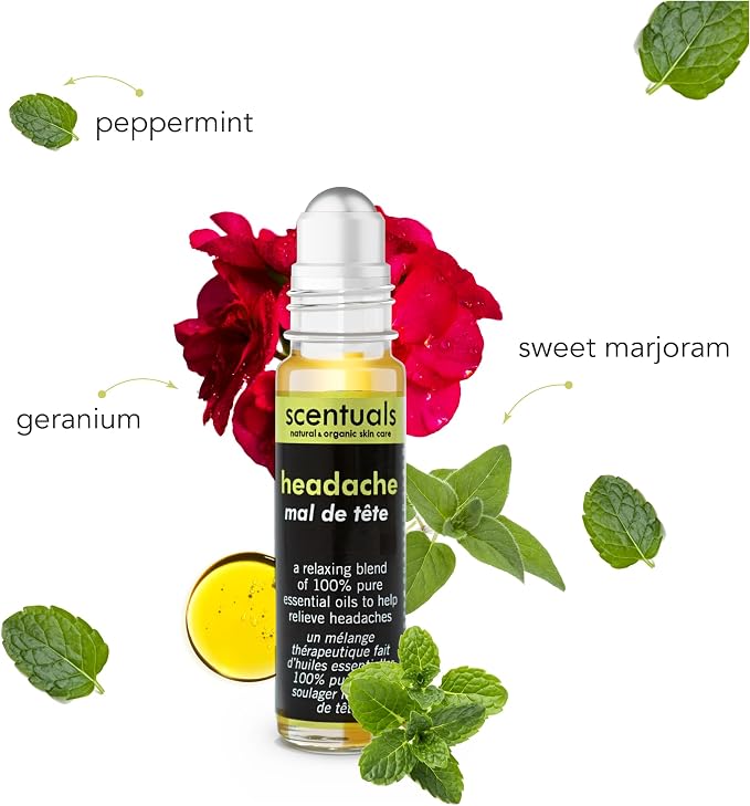 Essential Oil Blend Roll On, Peppermint, Geranium, Sweet Marjoram Oils for Calming and Relaxing Effect (9 ml | 0.3 fl.oz)