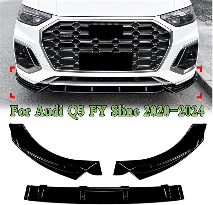 Car Front Bumper Lip Splitter Diffuser Body Kit For Audi Q5 FY S-line 2020-2024 Auto Spoiler Accessories