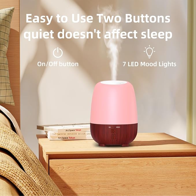 SPLITSKY Cordless Essential Oil Diffuser, 150ml Rechargeable Battery-Operated Quiet Aromatherapy Diffuser with 7-Hour Runtime, 7-Color LED Light & 2 Timer Settings for Bedroom, Living Room, Bathroom