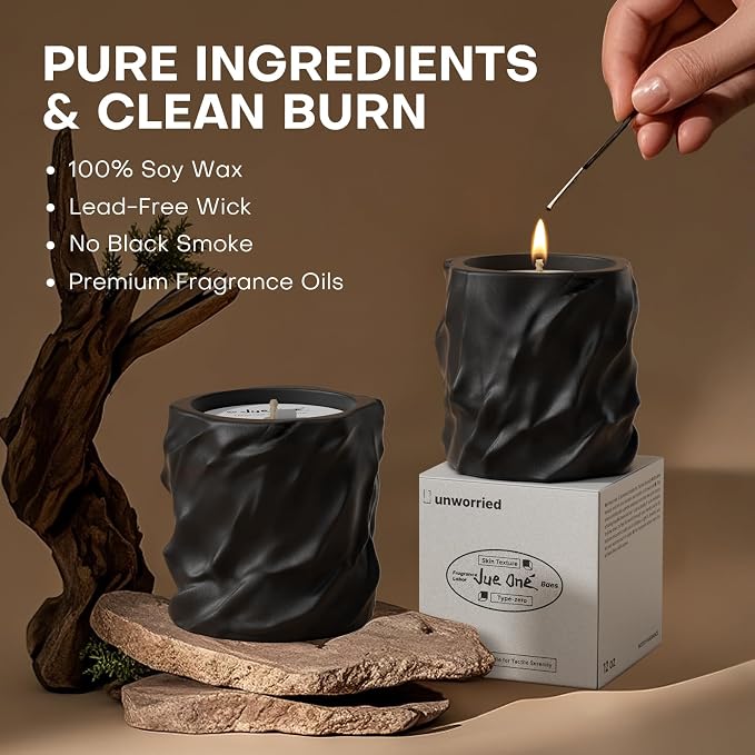 Scented Candles for Home, Natural Soy Wax Candles, Cement Jar Luxury Aromatherapy Candles for Stress Relief, Highly Scented Housewarming Gifts for Women and Men (Midsummer Night Fragrance)