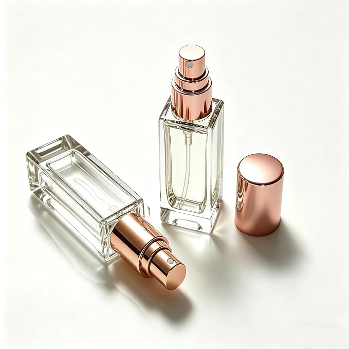 5PCS 5ml Glass Travel Refillable Perfume Bottle,Small Empty Cologne Atomizer with Dispenser Tools, Mini Pocket Spray Bottles For Toiletries and Smple Container (Pink Cap 5p)