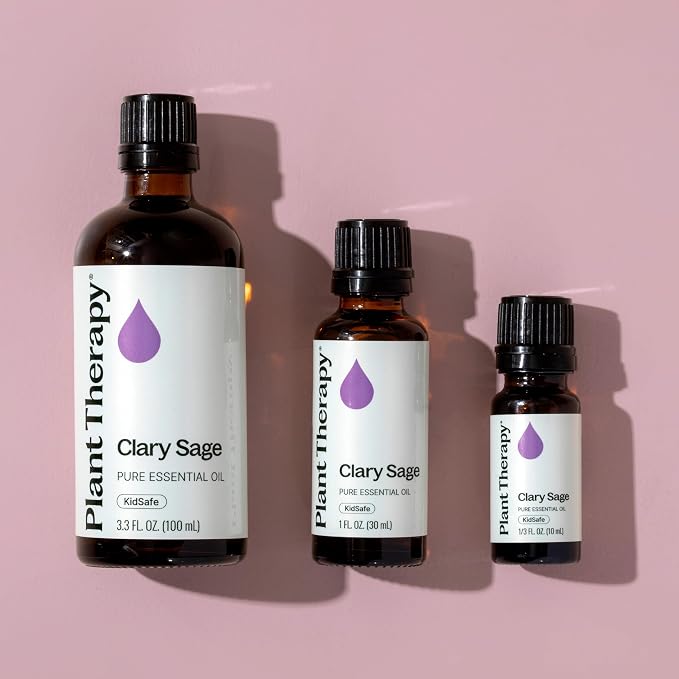 Plant Therapy Clary Sage Pre-Diluted Essential Oil Roll-On 10 mL (1/3 oz) 100% Pure, Natural Calming Aromatherapy for Sleep, Hair, Skin, and Women’s Health