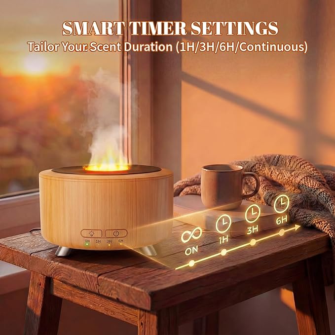 Essential Oil Diffuser for Home, 500ML Aromatherapy Diffuser Oil Machine for Office Room Yoga, Aroma Diffuser with Auto-Off Function, 9 Colors LED Night Light, Light Wood