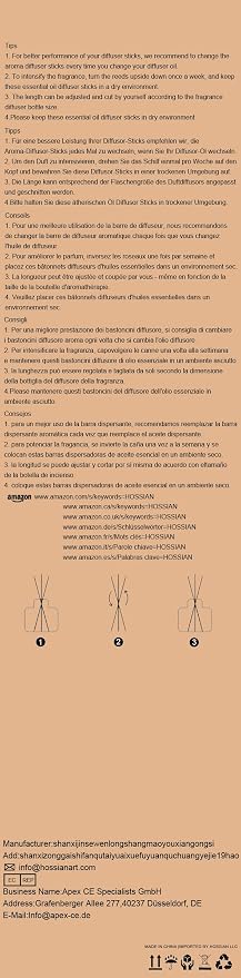 HOSSIAN 50PCS Reed Diffuser Sticks-7.87inch Natural Rattan Diffuser Reeds-Primary Color Reed Diffuser Refill