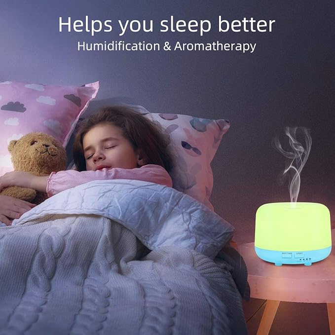 Marchred 300ML Essential Oil Diffuser with Remote Control, 7 LED Color Changing Light, 8 Hour Cool Mist Fragrance Air Humidifier