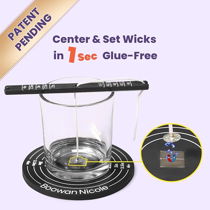 BOOWAN NICOLE Universal Wick Centering Setter Tool for Candle Making - Center & Set Wicks in 1 Second, Wick Holder for Most Candle Jar & Refill Sizes (A0356)