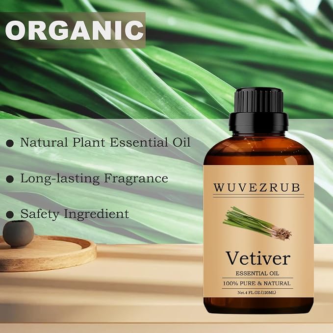 Vetiver Essential Oil, 120ML Pure and Natural for Aromatherapy Diffuser - 4 Fl Oz