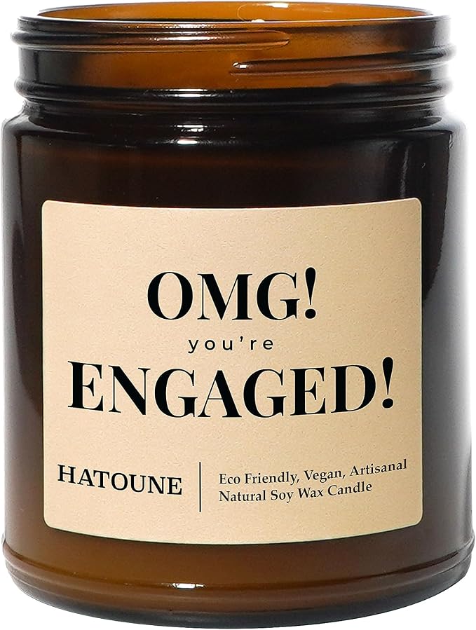 Lavender & Sage Scented Soy Candle, OMG, You're Engaged!, Made in USA, Hand Crafted, 40-50 Hour Burn Time, 7.2 oz Amber Jar