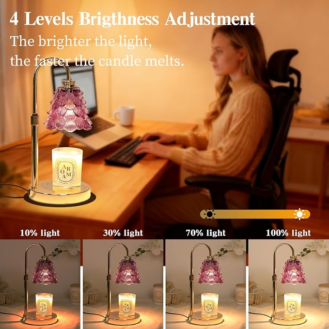 GEEZO Fragrance Candle Warmer Lamp，Electric Candle Warmer with Timer & Dimmer，Mom Christmas Birthday Gifts for Women, House Warming Gifts New Home Bedroom Decor