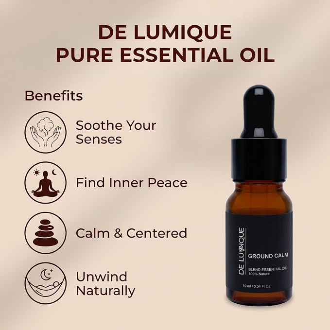 Calming Essential Oil Blend, 100% Natural Aromatherapy Grade, 10ml / 0.34 Fl Oz (Ground Calm)