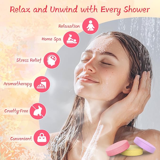 Shower Steamers Aromatherapy 8 Pack - Natural Essential Oil Shower Bombs for Self Care, Stress Relief Stocking Stuffers, Relaxation Birthday Gifts for Women and Men. Revitalizing Blossom Style