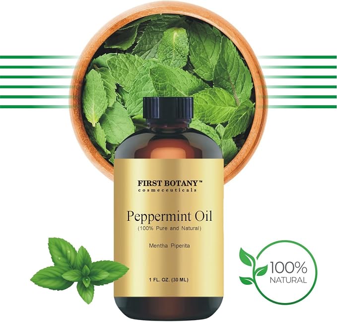 First Botany, 100% Pure Peppermint Oil - Premium Peppermint Essential Oil for Aromatherapy, Massage, Topical & Household Uses - 1 fl oz (Pack of 2)
