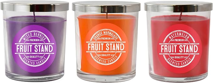 Lumabase Scented Wax Candles, Fruit Stand Collection - Set of 3