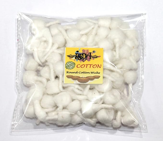 IS4A Puja Cotton Wicks Religous Long Jyot Bati Akhand Oil Lamp Diya Diwali Lighting (Round)