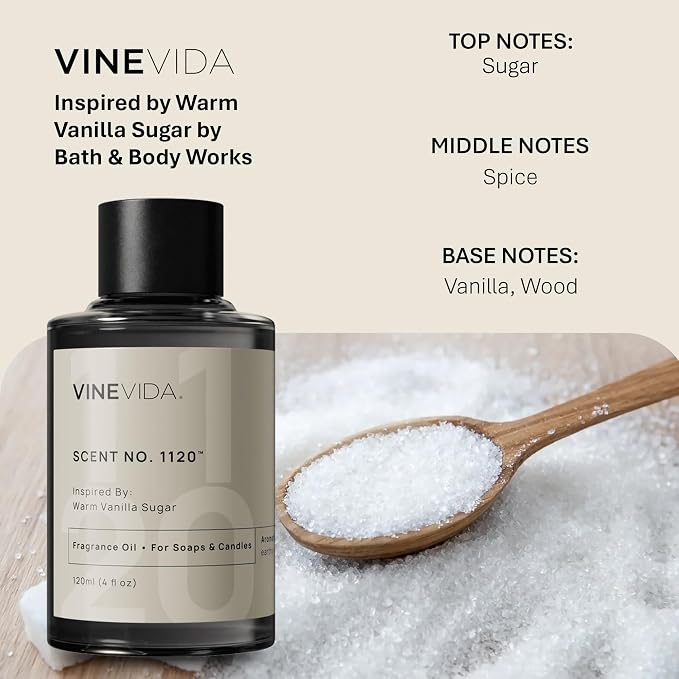 VINEVIDA [4oz] Warm Vanilla Sugar Fragrance Oil for Candle Making and Soap Making - Premium Candle Scents for Soy Candles