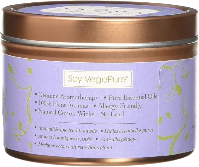 Aroma Naturals Tin Candle Lavender Essential Oil Natural Soy Scented, Tranquility, 2 Count