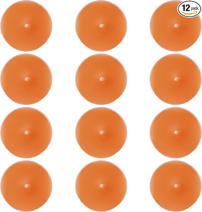 Orange Scented Tea Lights - Handmade Small Round Candles in Transparent Cups, Clean Burning Smokeless 4-Hour Burn, Perfect for Fall Decor, Thanksgiving & Cozy Evenings