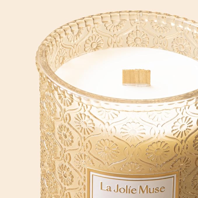 LA JOLIE MUSE Vanilla Zest Scented Candles for Home,19 oz Natural Soy Wax | Large Jar Luxury Candle, Clean Non Toxic, Gift for Women & Men, Decorative Gourmand Candle, Wood Wick, Lemon Coconut Bergamot