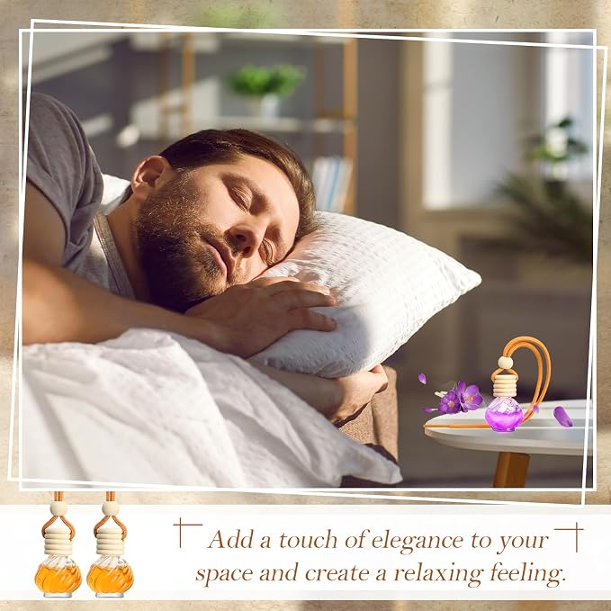 Rtteri 50 Pcs Car Air Fresheners Diffuser for Essential Oil Empty Hanging Bottle Glass Bottles Refillable Perfume Pendant Aromatherapy Fragrance Ornament Decor(Classic Style)