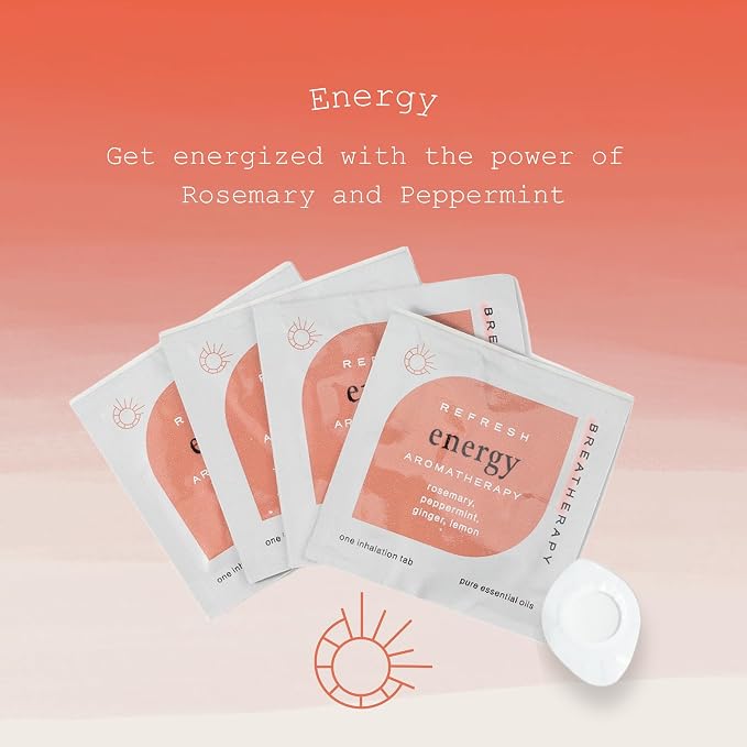 Aromatherapy Energy Patches - Pure Essential Oil Aroma Patch - Rosemary and Peppermint Essential Oils for Energy - 8-Pack