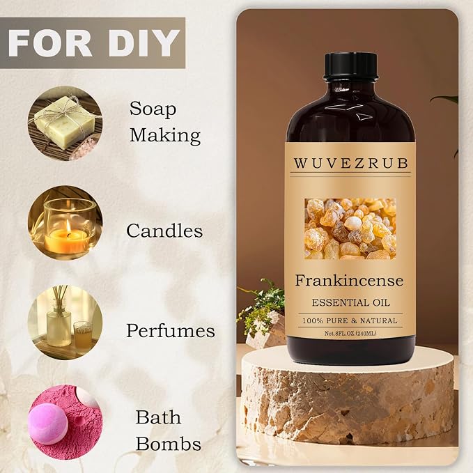Frankincense Essential Oils 240ML- Pure and Natural Essential Oil for Aromatherapy Diffuser,Soap Making & DIY - Frankincense /8 Fl Oz