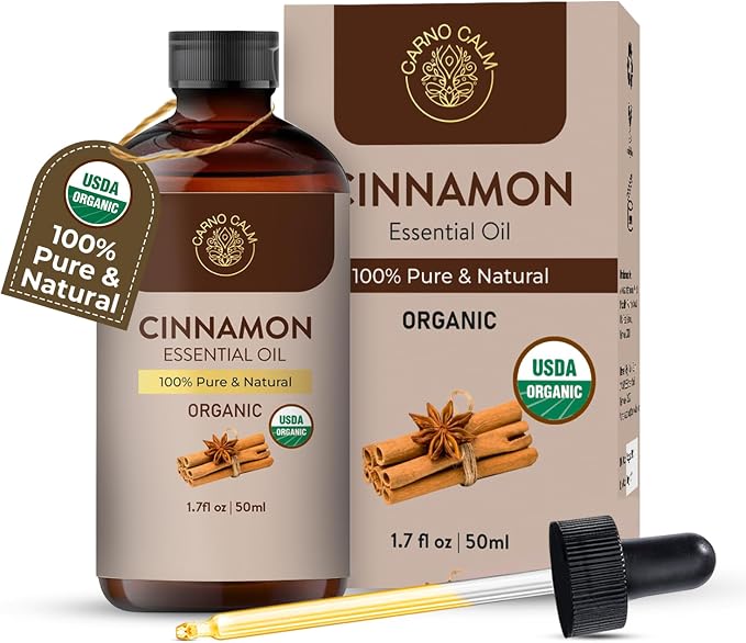 Cinnamon Essential Oil | USDA Certified Organic Cinnamon Oil | Perfect for Aromatherapy and Diffuser | 1.7 fl.oz