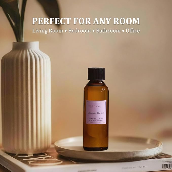 COCORRÍNA Reed Diffuser Set, 10.2oz Scented Oil Refill 3 Pack, Cashmere Vanilla, Ocean Mist, Lavender Garden, Long Lasting Oil Diffuser Refill with 18 Sticks for Bathroom & Bedroom