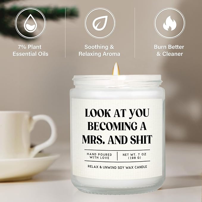 Niyewsor Funny Bride Gifts, Bridal Shower&Bachelorette Gifts for Bride, Handmade Lavender Scented Candle, Brides to Be, Engagement, Wedding Gift, 7oz, Soy Wax