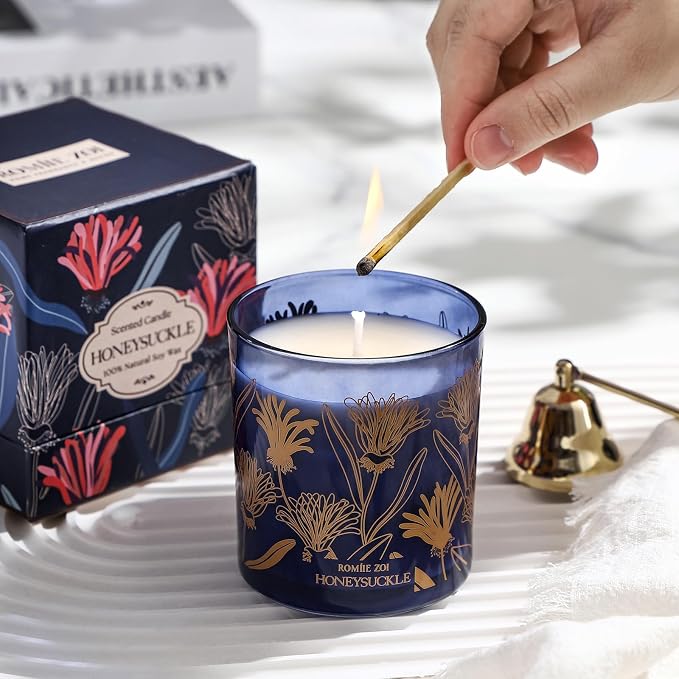 ROMIIE ZOI Scented Candle - Honeysuckle - 6oz Aromatherapy Soy Wax Jar Candle for Home, Gifts for Women - 170g