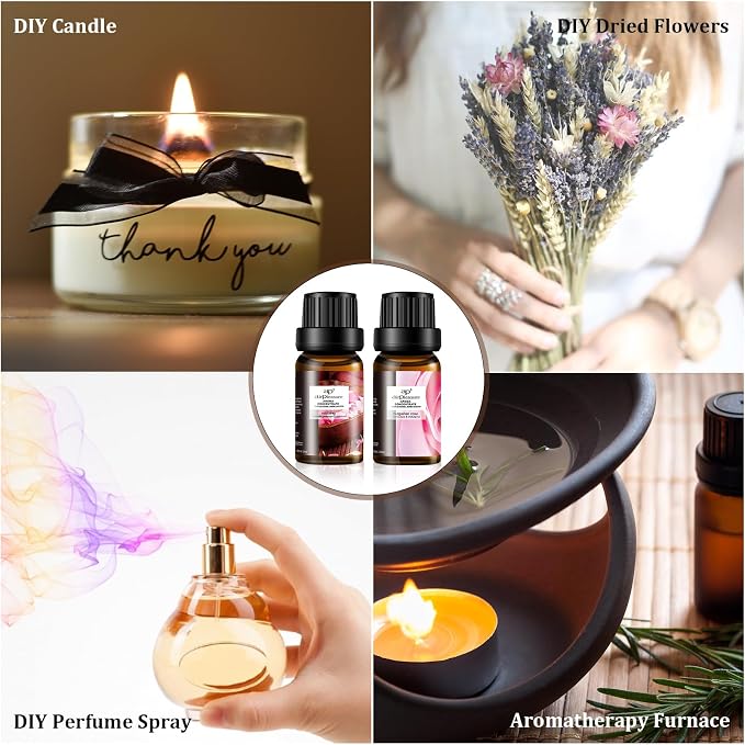 Floral Essential Oils Set, 6x10ml Fragrance Oils Kit for Diffuser, Humidifier, Aromatherapy, Air Purifier - Aqua Lily, Sleepwell, Relaxing, English Violet, Bulgarian Rose, Lavender