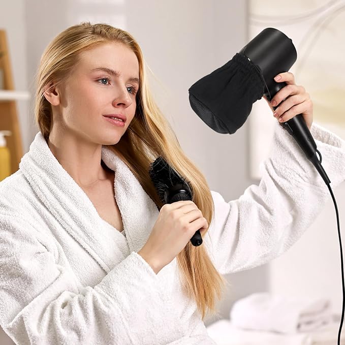 Travel Hair Diffuser, Foldable Diffusers Portable Travel Diffusers Sock Reusable Diffuser Hairs Dryer Attachment with Drawstring for Curly and Wavy Hair Most Hairs Dryers, Black
