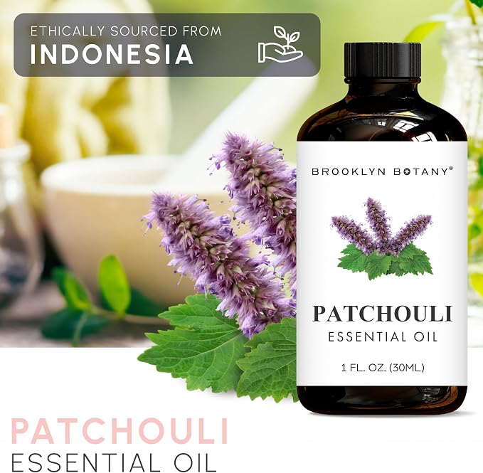 Brooklyn Botany Patchouli Essential Oil - 100% Pure and Natural - Premium Grade Oil with Dropper - for Aromatherapy and Diffuser - 1 Fl Oz
