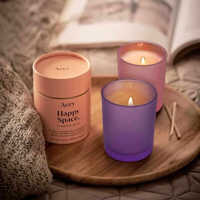 SHOWIN 8 OZ Thick Candle Jars for Making Candles 15 Pcs, Empty Jars with Wood Lids for Candle Making, Sample Container, Frosted Purple
