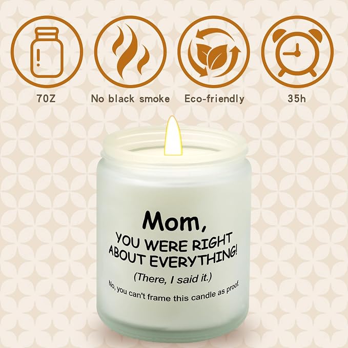 Lihome Mothers Day Gifts for Mom from Daughter Son, Funny Mother's Day, Birthday, Thanksgiving, Christmas Gifts, Vanilla Coconut Candles