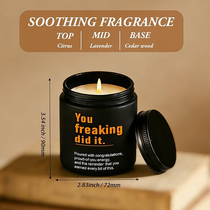 2026 Graduation Gifts for Her Him, Congratulations Grad Decoration for Women Men, Graduate Presents for College High School Masters Degree PHD Nurse, 7oz Funny Lavender Scented Candle, Style-J