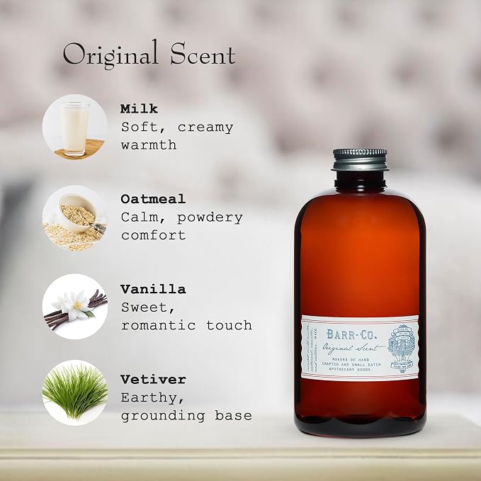 Barr Co. Original Scent Reed Diffuser Refill, A Dreamy Milk, Oat, Vetiver & Vanilla Aroma Scented Diffusers for Home, All-Natural Fragrance for Women & Men, 8 fl oz