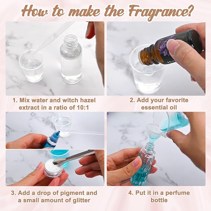 JUYRLE Perfume Making Kit- 37Pcs DIY Perfume Making Kits for Women, Make Your Own Scent with Essential Oil, Bottle, Fragrance Set, Fragrance Birthday Gifts Sets for Women Girls