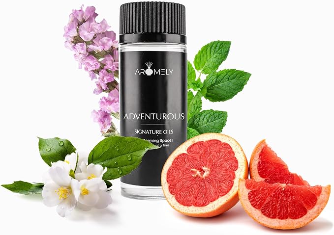 AROMELY Adventurous Diffuser Oil Blend | Luxury Home Fragrance Oil for Diffusers | Hotel-Inspired Signature Scent with Notes of Lemon, Grapefruit, Pink Pepper, Bergamot & Amberwood | 50ml