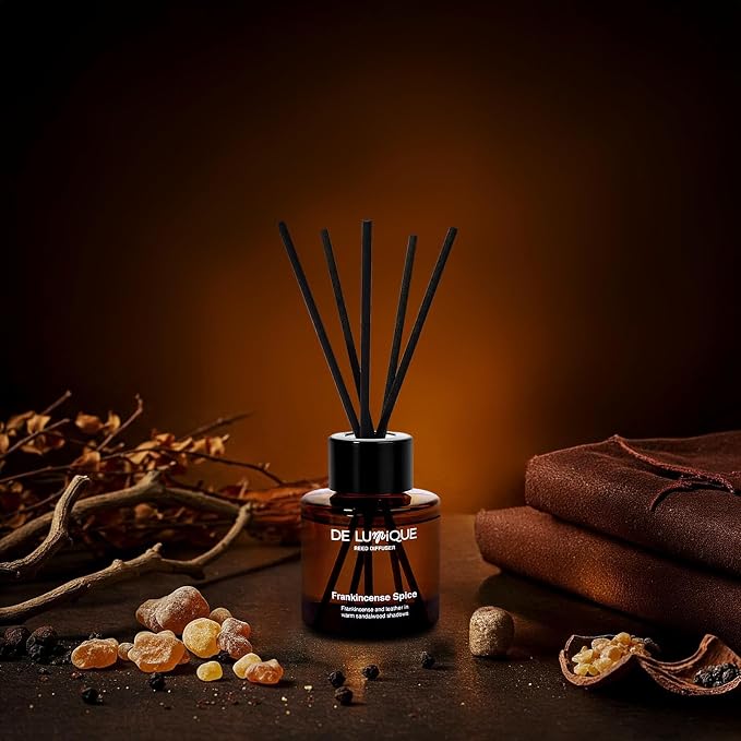 Frankincense Spice Scent Reed Diffusers for Home – Aroma Diffuser with Essential Oils, Formula – Long Lasting Scent for Bedroom, Living Room, Bathroom, or Office – 50ml
