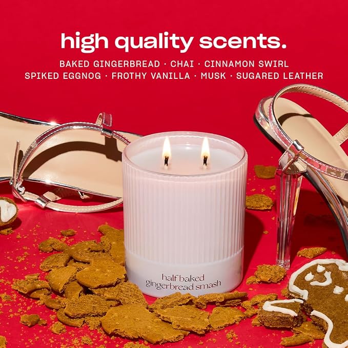 Half Baked Harvest Gingerbread Smash Holiday Scented Candle by Snif, Gourmand, Spicy, Vanilla Scent, 50+ Hours, 100% Cotton Fiber Wicks, Soy Wax Blend, Non-Toxic, Vegan, 8.5oz