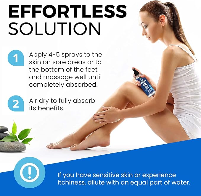 Pure Magnesium Oil Spray 12oz - Topical Magnesium Spray for Sleep & Feet - Extra Strength - USP Grade - 100% Natural and Organic Oil for Muscle Pain & Cramps - Less Sting - Less Itch - Made in USA