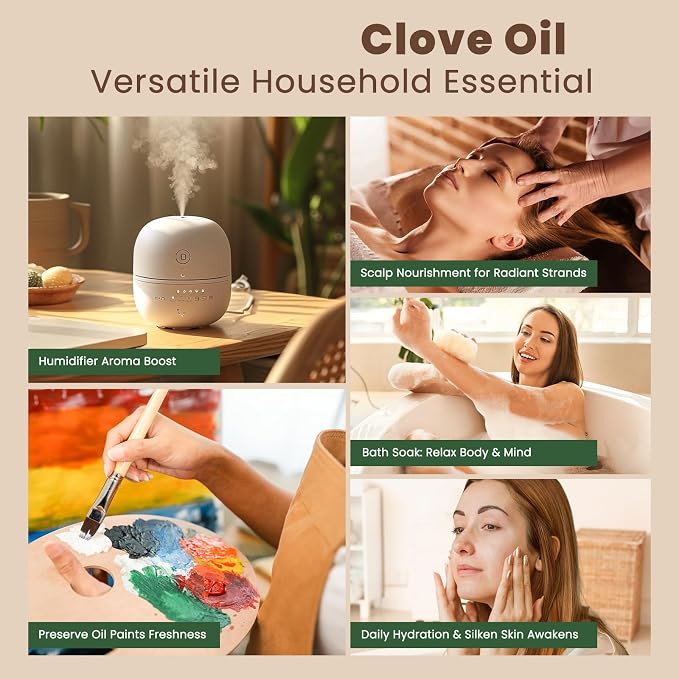 HIQILI 16 Fl Oz Clove Essential Oil for Hair, Diffuser, Aromatherapy - 500ML