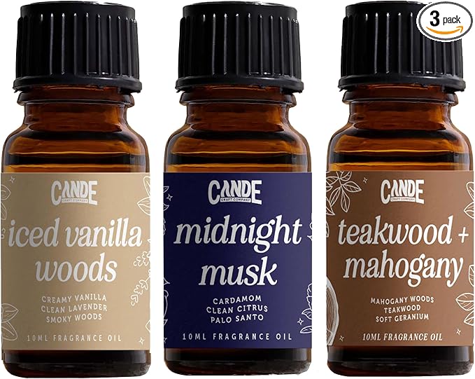 CANDECraftCo Premium Fragrance Oil Bundles – Diffuser Oils Fragrances Scented for Home, Candle Soap Making Supplies, Aromatherapy Blends for House (Masculine, 3-Pack)