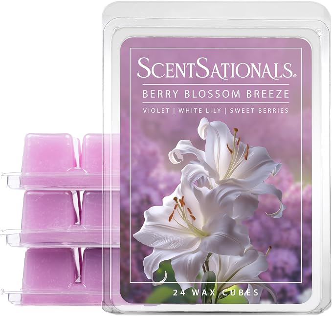 Scentsationals Berry Blossom Breeze Scented Wax Melts - Violet, White Lily, & Sweet Berries, 10oz (24 Cubes)