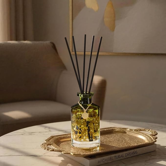 Airkeep Reed Diffuser Set,Jasmine Mint Luxury Scented Diffuser with Sticks Long Lasting Home Fragrance for Bathroom Shelf Decor 6.09 fl oz (180ml)