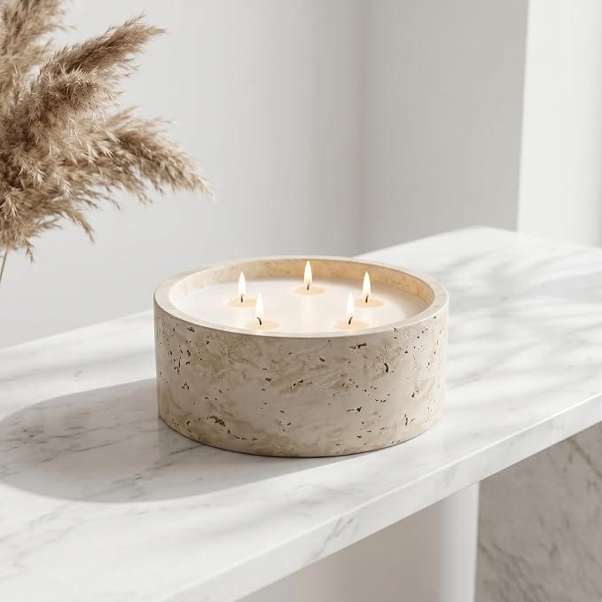 5-Wick Scented Candle-Vanilla & Cinnamon & Milk,Soy Coconut Wax Blend Candle with Acacia Wood Lid,44oz Large Candle,55-Hour Long Burning,Aromatherapy Candle for Home Decor