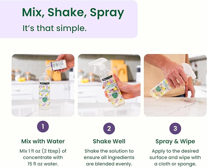 Good Natured Brand All-Purpose Cleaner Concentrate | 8oz makes 128oz | Lavender Essential Oil | 16X Concentrated Natural Multi-Surface Cleaner